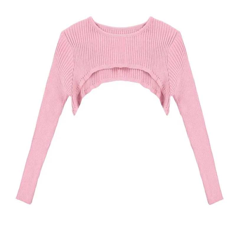 

iEFiEL Women's Sexy Solid Long Sleeve Autumn Ribbed Sweater Tops Pullover Cropped Top