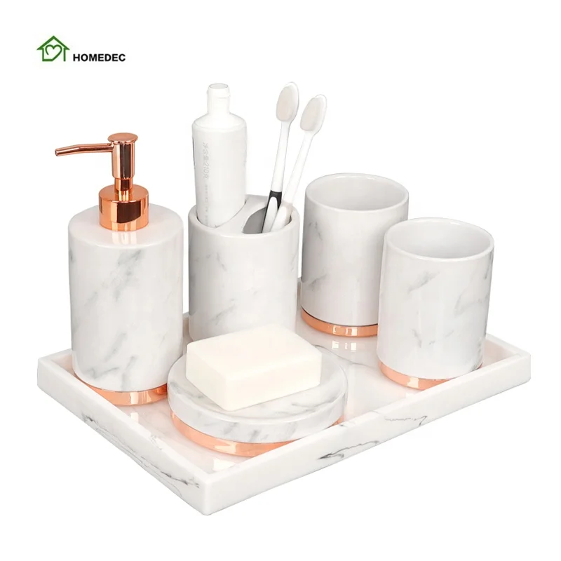 

Wholesale hotel Luxury white ceramic custom bathroom accessories set, Customized color