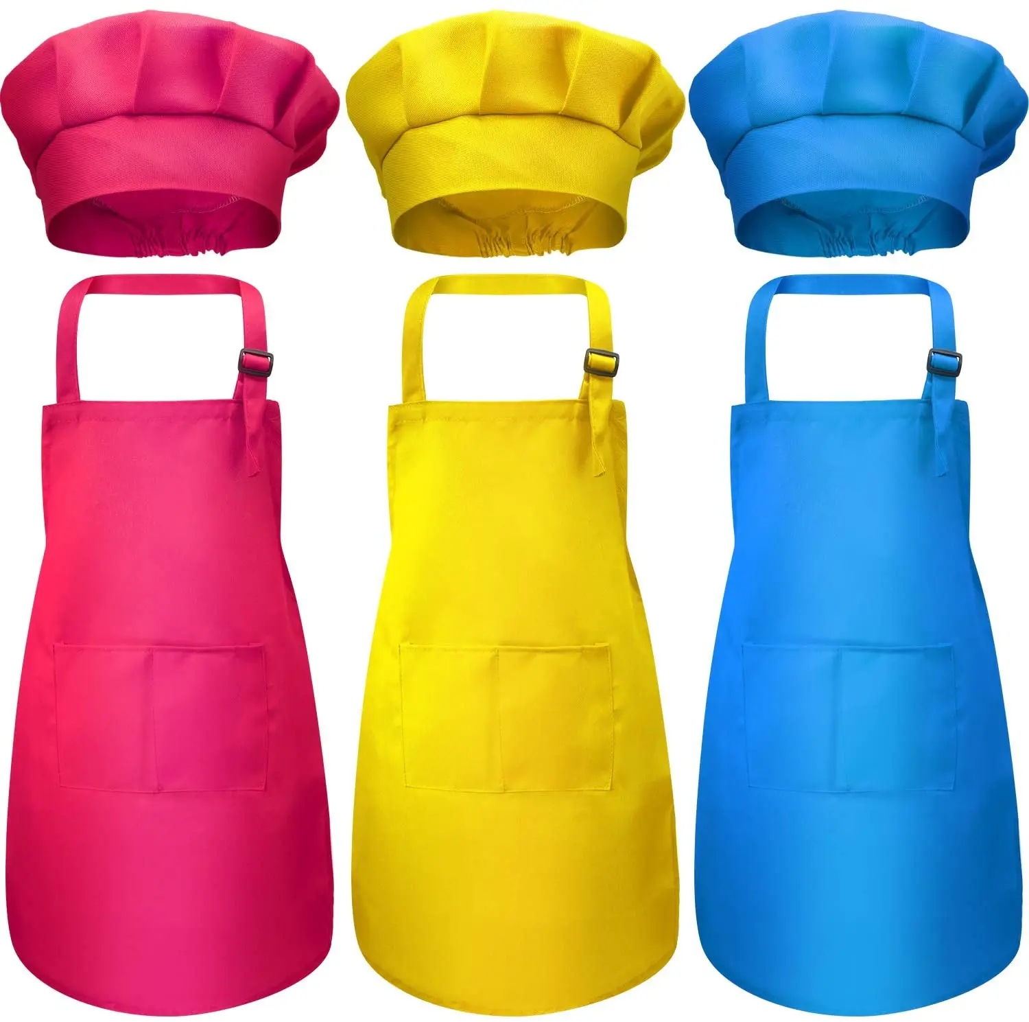 

Kids Apron and Chef Hat Set Boys Girls Adjustable Cotton Child Aprons Kitchen Cooking Baking Painting Kitchen Aprons, Customized