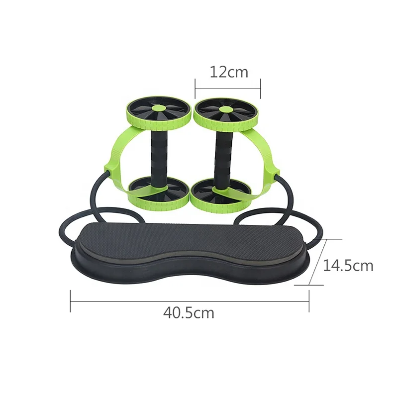 

TY Double-wheel muscle exerciser gym fitness strength rolling abdomen and whole body exercise arm waist leg trainer home, Green