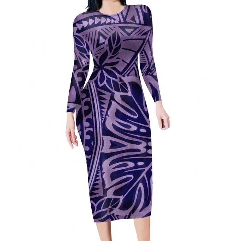 

Womens Bodycon Dress Floral Hibiscus Polynesian Traditional Tribal Print Ladies Dresses 2020 Cheap Price Vintage Dresses Women, Customized color