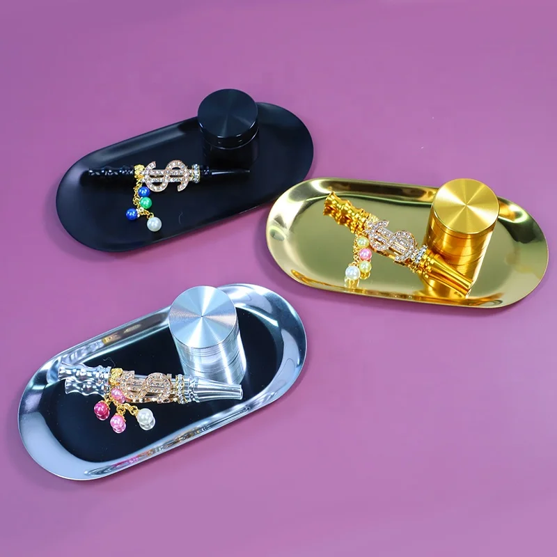 

UKETA high quality DIY hookah mouthpiece smoking accessories rolling tray grinder bling smoke set, Multi colors