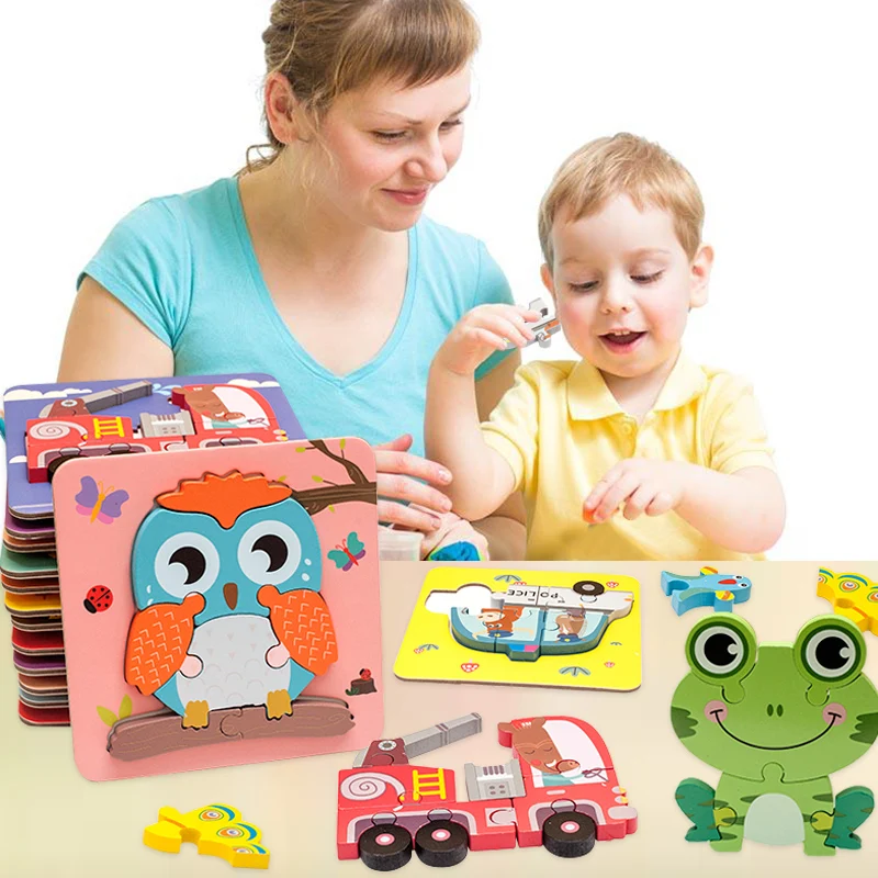 

NEW 3D Learning English Wooden Toys for kids Grab board puzzle Wood Jigsaw Puzzle Educational kids toys, Picture shown