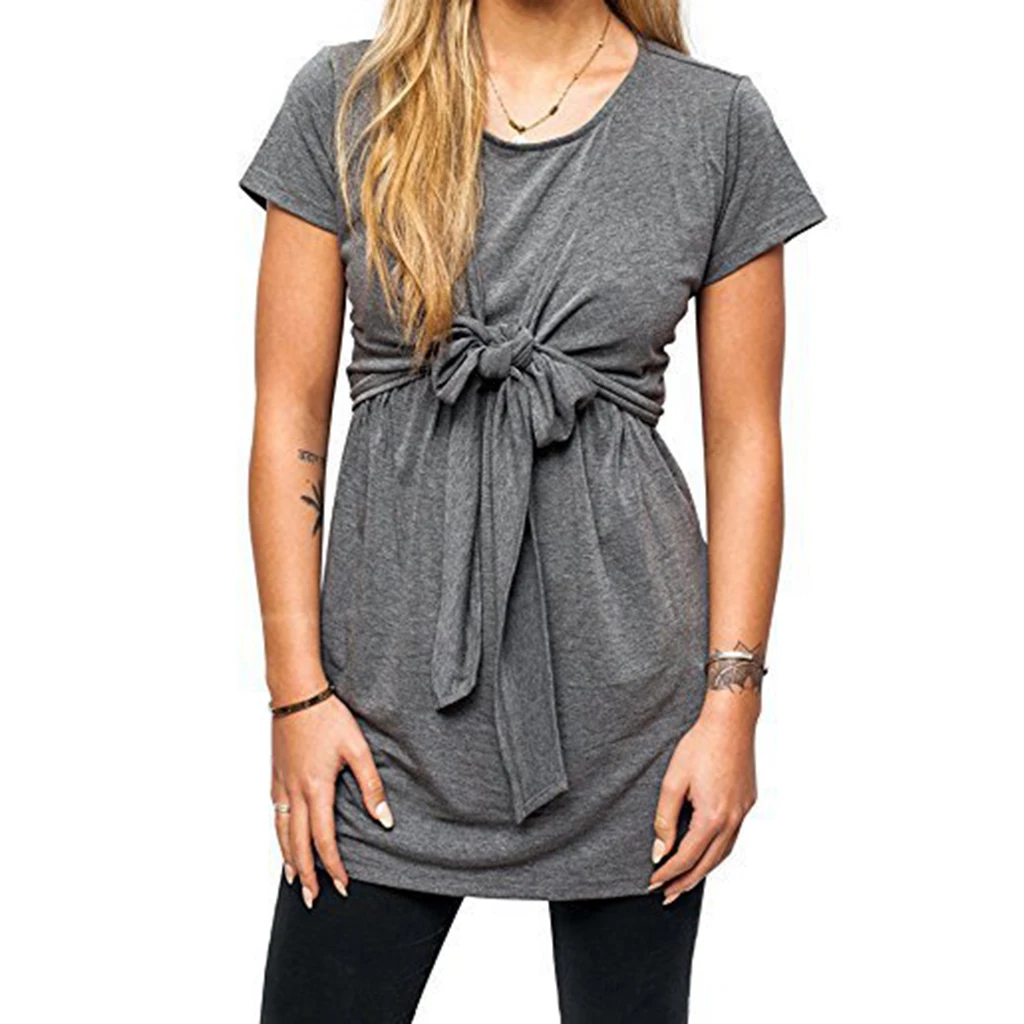 

Fashion Double Layer Waist Strappy Breastfeeding Tops Loose Comfort Breathable Wholesale High Quality Women Maternity Shirt, Customized color
