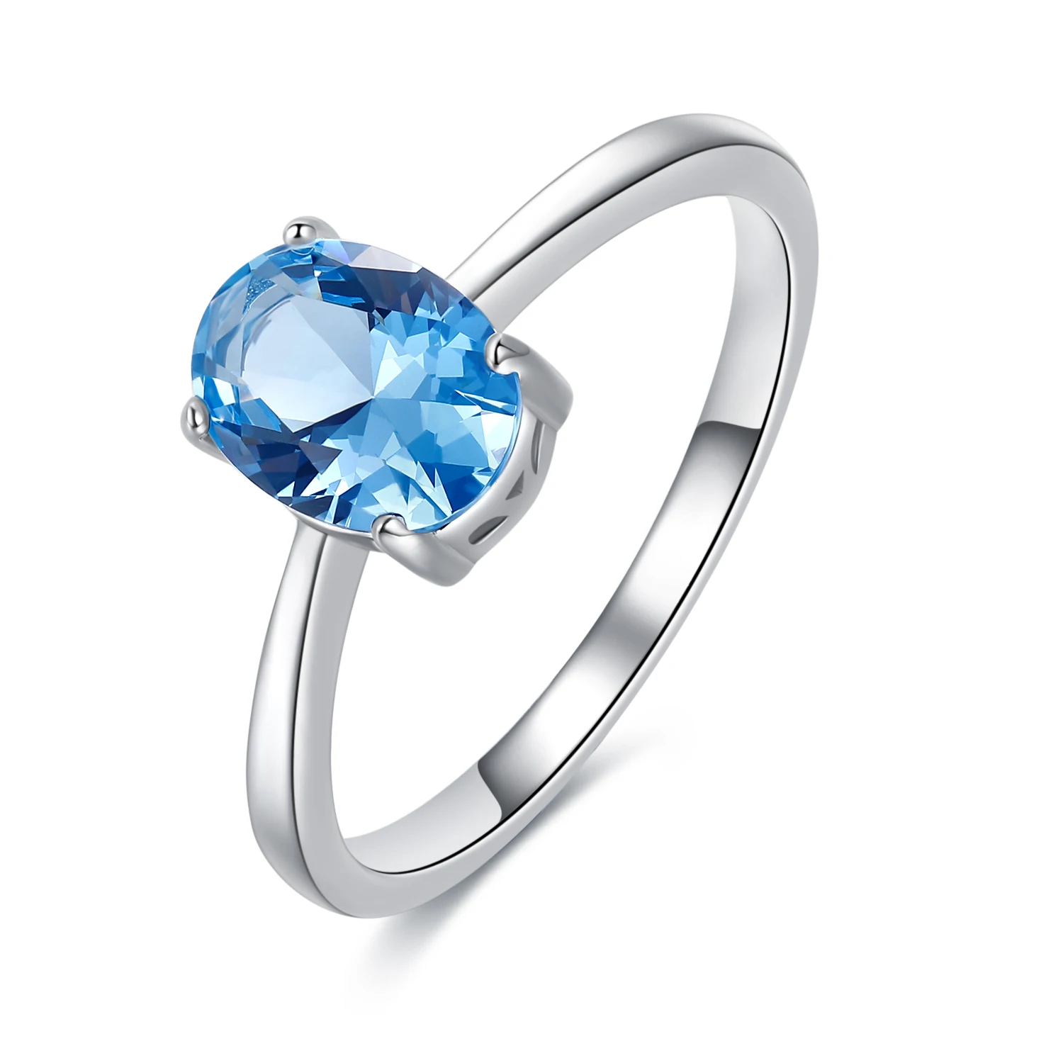 

Bijoux 925 Cubic Zirconia Blue Oval Cz Ring Sterling Silver Gemstone Rings