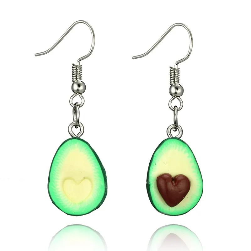 

New Fashion Creative Cute Fruit Avocado Drop Earrings Statement Handmade Green Polymer Clay Earrings Jewelry For Women 2020