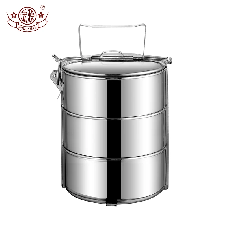 

Three-layer food storage container stainless steel food carrier lunchbox stackable