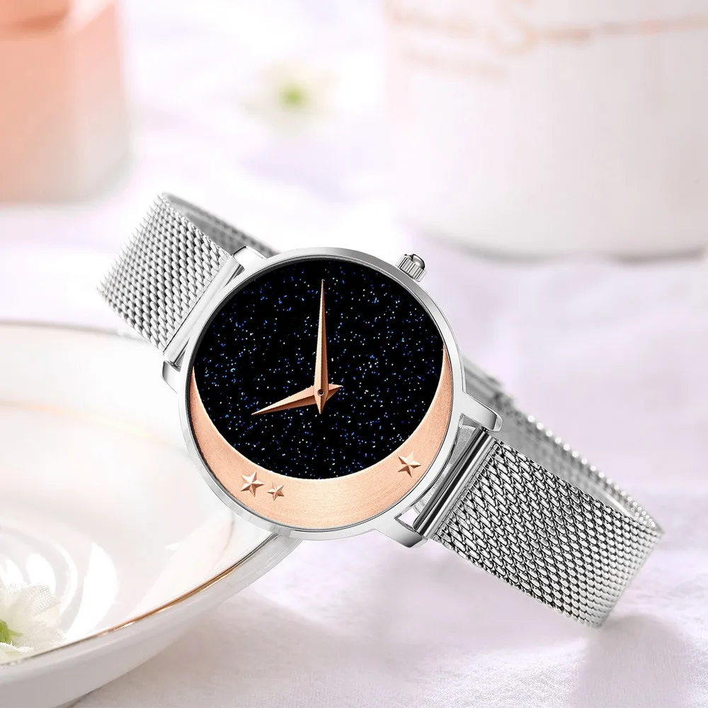 

Watch Lady Custom Brand Japan Movt Elegance Watch Women Wristwatch Mesh Rose Gold Starry Sky Watches Waterproof Women Wristwatch, Multi colors