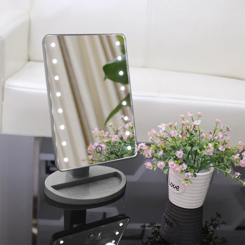 

Hot Private Label LED Cosmetic Mirror Desktop Mirror Strip Led Lights 4PCS AAA Battery or USB Direct Charging 18pcs/carton Box