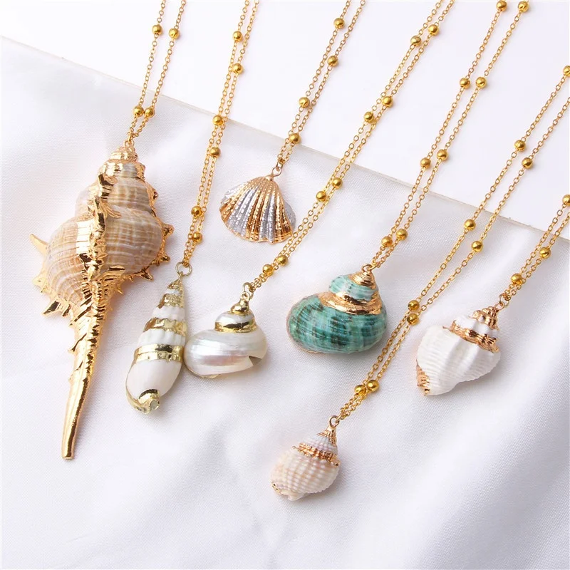 

Shell necklace initial fashion jewelry 2021 wealth bisuteria custom 18k Gold Chain Necklace Dainty Charm Women Choker Necklace