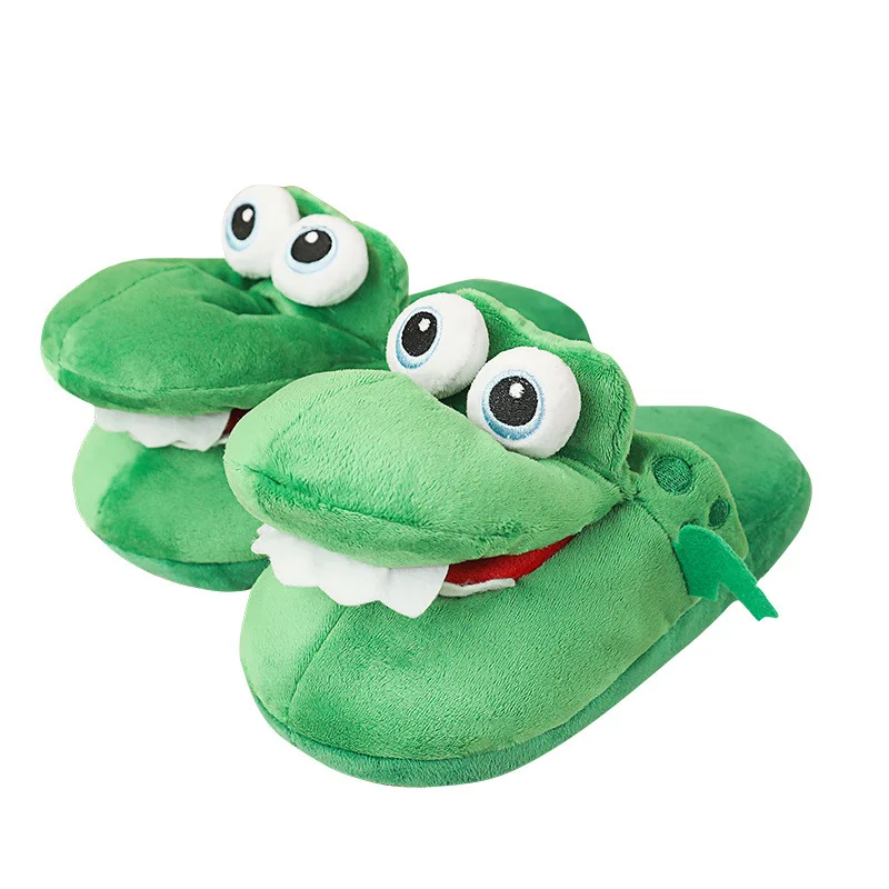 

New winter can open mouth crocodile toy slippers warm and comfortable for women