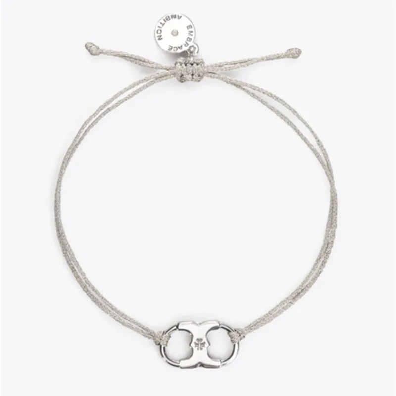 

2021 Wholesale designers fashion women's sliding adjustable silk Titanium TB bracelets with charms