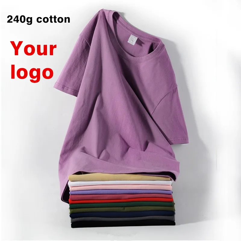 

High Quality Oversize cool Youth 240 grams wholesale custom t shirts 100% cotton blank plain men's t-shirts plus size t shirts, Customized color