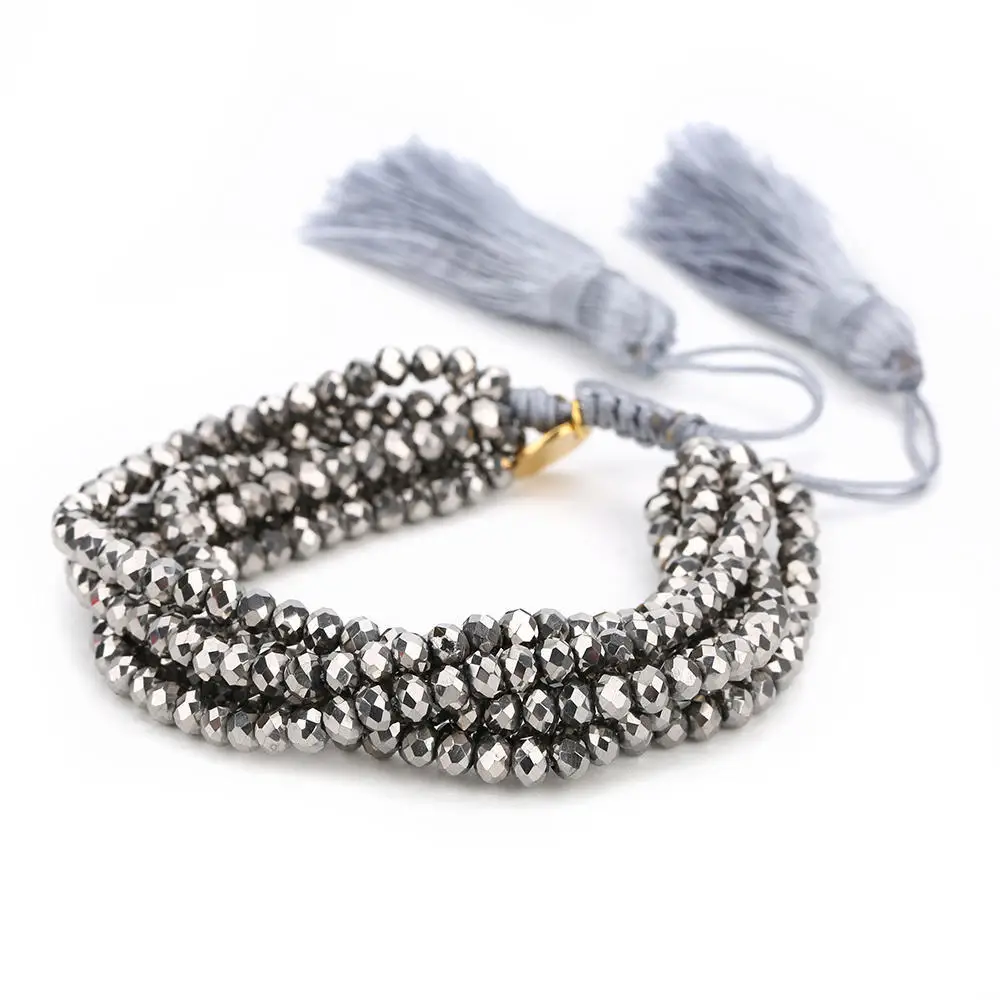 

Fashionable Wrap Crystal Bracelet with Tassel Handmade High Quality Trendy Miyuki Bead Bracelet For Women Romantic Kiss Bracelet