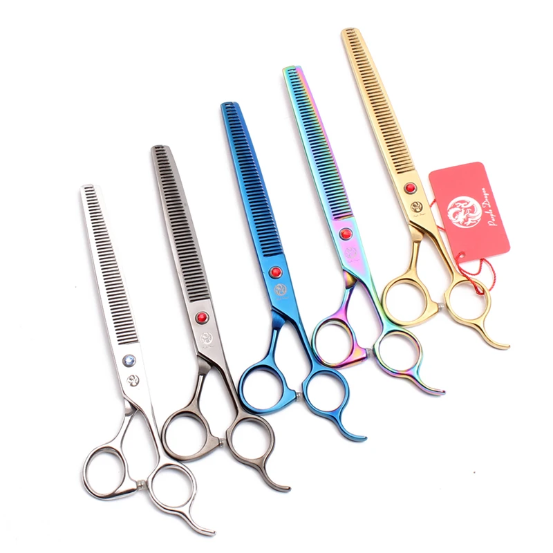 

Dog Thinning Scissors 7.5" AQIABI JP Stainless Pet Grooming Scissors Animal Scissors A4008, Red handle