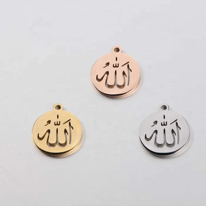 

Muslim Islamic religious silver gold rose gold cheap wholesale stainless steel allah charms for DIY jewelry accessories making