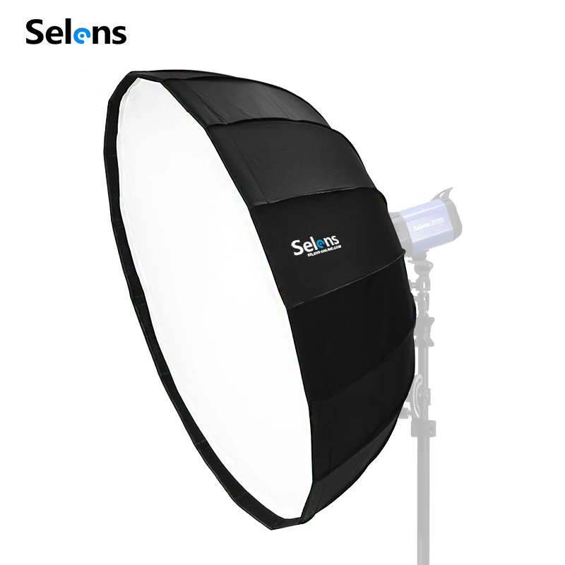 

Selens 65cm 16 Rods Quick Folding Portable Beauty Dish Umbrella Softbox with Bowens Mount for Portrait Product Photography Photo, Black & silver