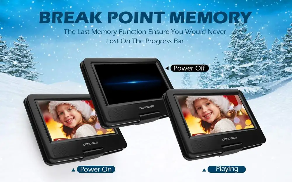 
DBPOWER 9 inch HD Swivel Screen Portable DVD VCD Player Suitable for Car Headrest Mount 