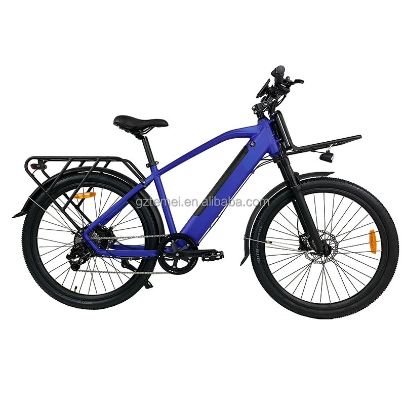 

Dropshipping 2021 New Design pedal assist 48v 500w ebike 27.5" city sport adult mens electric bike, Blue/black