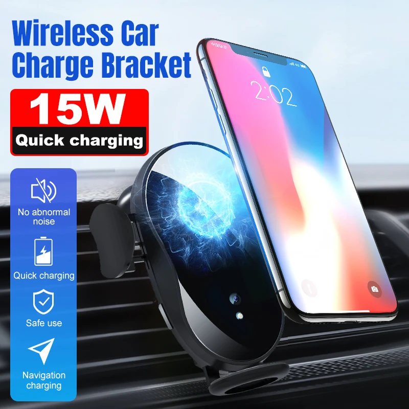 2020 newest quick charge wireless car charger 15w 10w 7.5w fast charge infrared induction automatic open close amazon hot sell