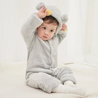 

Super cute flannel newborn faux fur baby hooded spring winter romper jumpsuit clothes