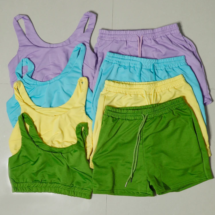 

S-2XL 2021 new arrivals casual home wear summer Fashion sweet sleeveless top with short pants two 2 piece set women