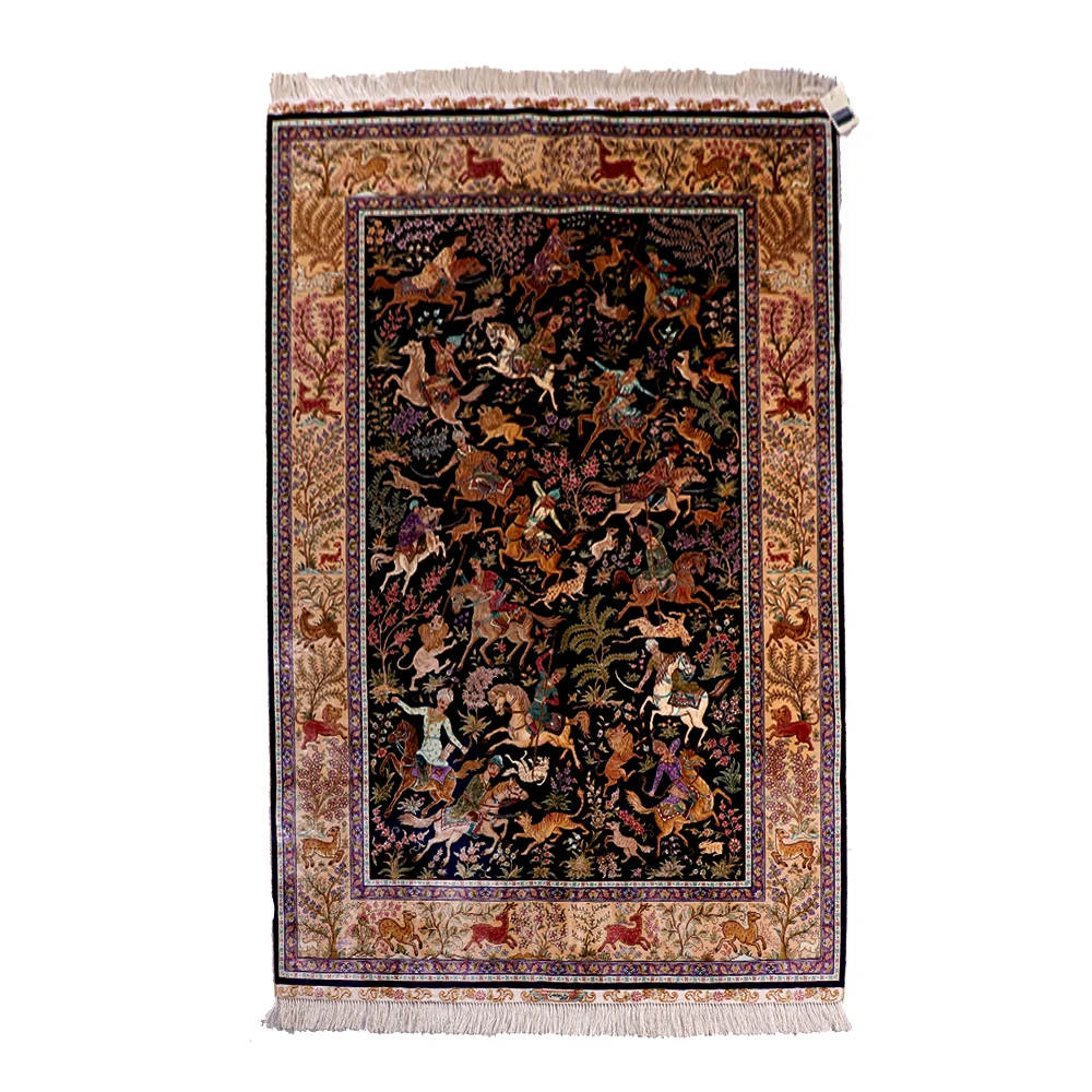 

China genuine antique carpets Persian style hand-knots oriental Muslim handmade Islamic silk oriental weavers rugs