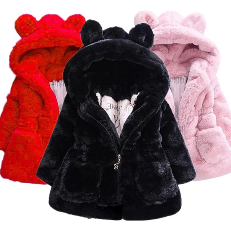 

Baby Girls Jacket Kids Boys Fashion Coats Artificial Fur Warm Hooded Autumn Winter Girls Infant Clothing Children's Jacket