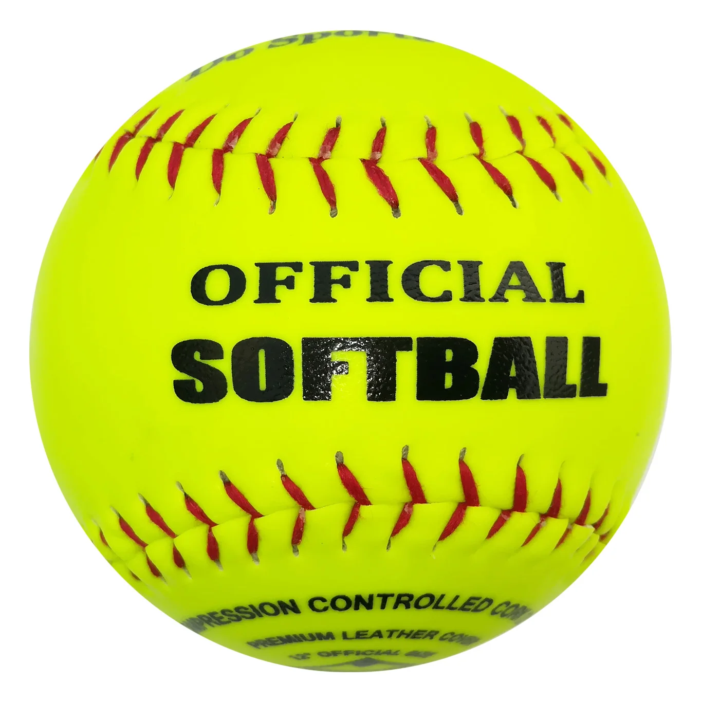 

custom logo official size and weight training quality synthetic leather+ cork core 12'' softball balls, Optical yellow