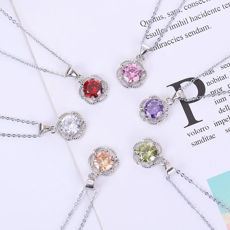 

Flowers pendant big crystal valentine's day wife girlfriends silver rose flower necklaces