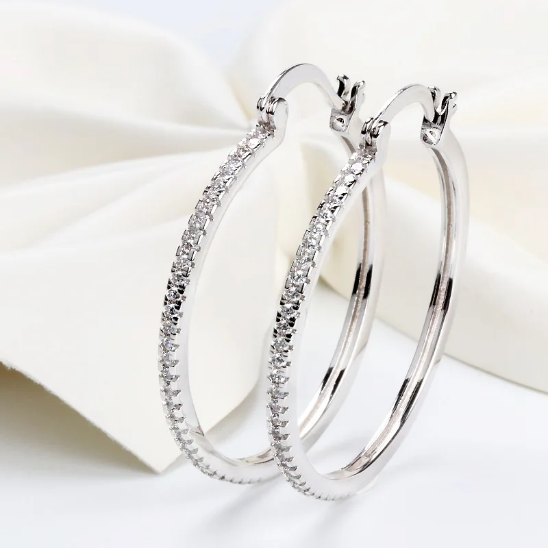 

Dropshipping Big Round Hoop Earrings Silver Plated for Women Girls Sensitive Ears Lightweight Click-Top Earring Hypoallergenic