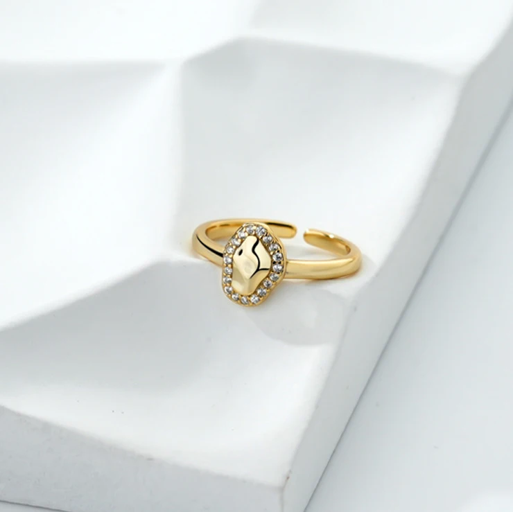 

VIANRLA 925 Sterling Silver Minimalism Ring Zircon 18k Gold Plating Ring For Women Support Dropshipping Free Laser Logo