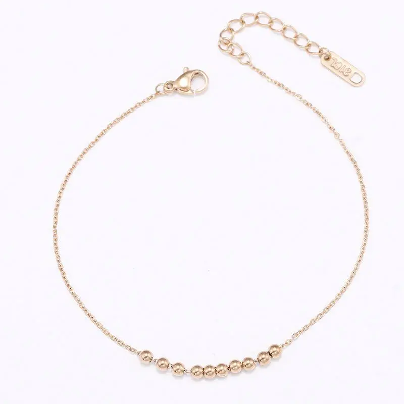 

Simple Fashion Women's Gold Filled Beaded Stainless Steel Simple Exquisite Fashion Bracelet Rose Gold