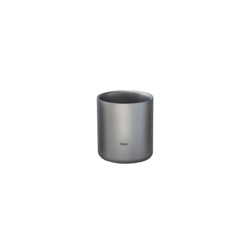 

350ml Titanium camping double Decker cup outdoor sport cup titanium mug, Silver