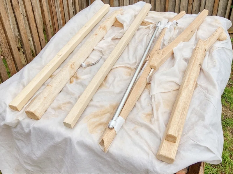 DIY porch swing materials laid out for construction