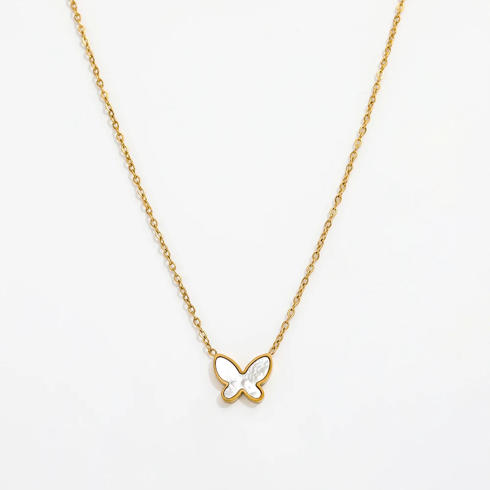 High End 18k Gold Plated Joolim Jewelry Shell Butterfly Pendant Necklace
