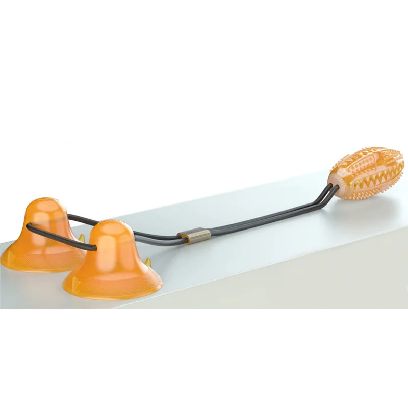 

hot sales pet dog double suction cup toy molar stick ball chew toys for dogs, Purple, orange, customized