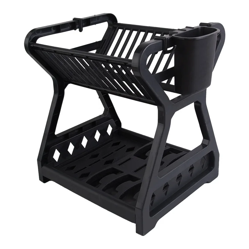 

Kitchen knife chopsticks drain water storage rack double-deck multi-functional plastic dish racks