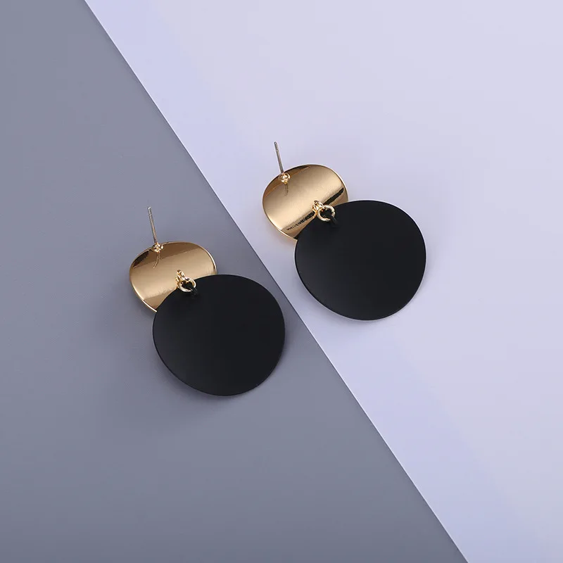 

Geometric round earrings for women 7BEADS silver needle earring dangle drop gold earings 2021 Fashion Jewelry