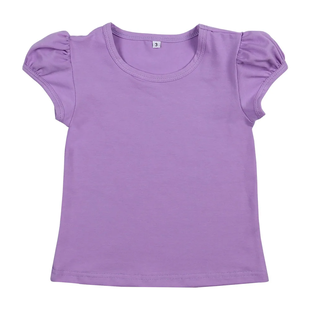 100% Cotton Girls T-shirts Classic Plain Tops For Little Girls Kids ...