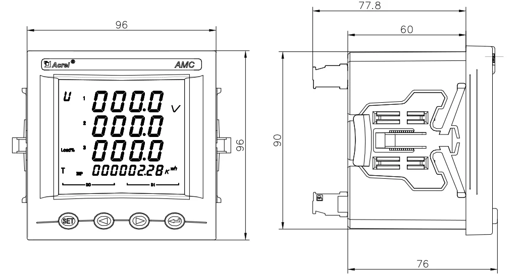 3 Phase Energy Meter Amc72le4/kc Led Display Kwh Meter Electric Power