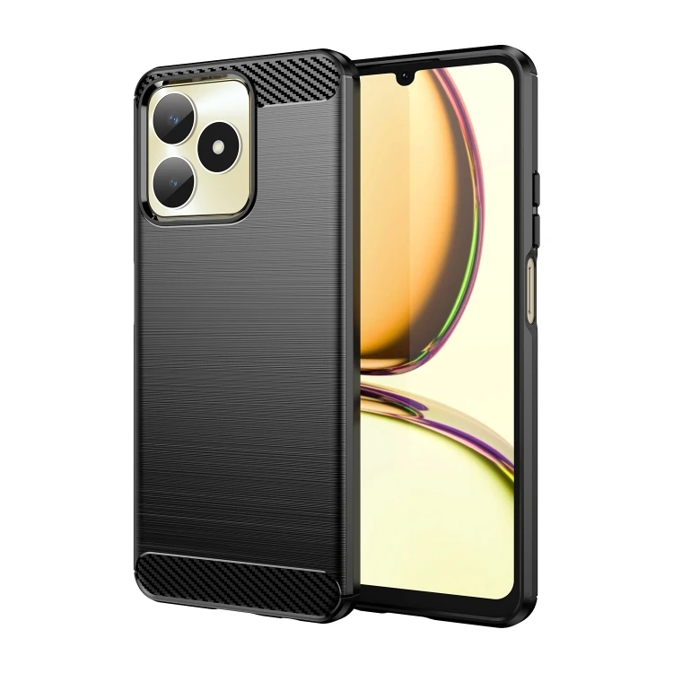 

For Realme C53 Case Brushed Texture Carbon Fiber TPU Shockproof Protective Case Mobile Phone Case