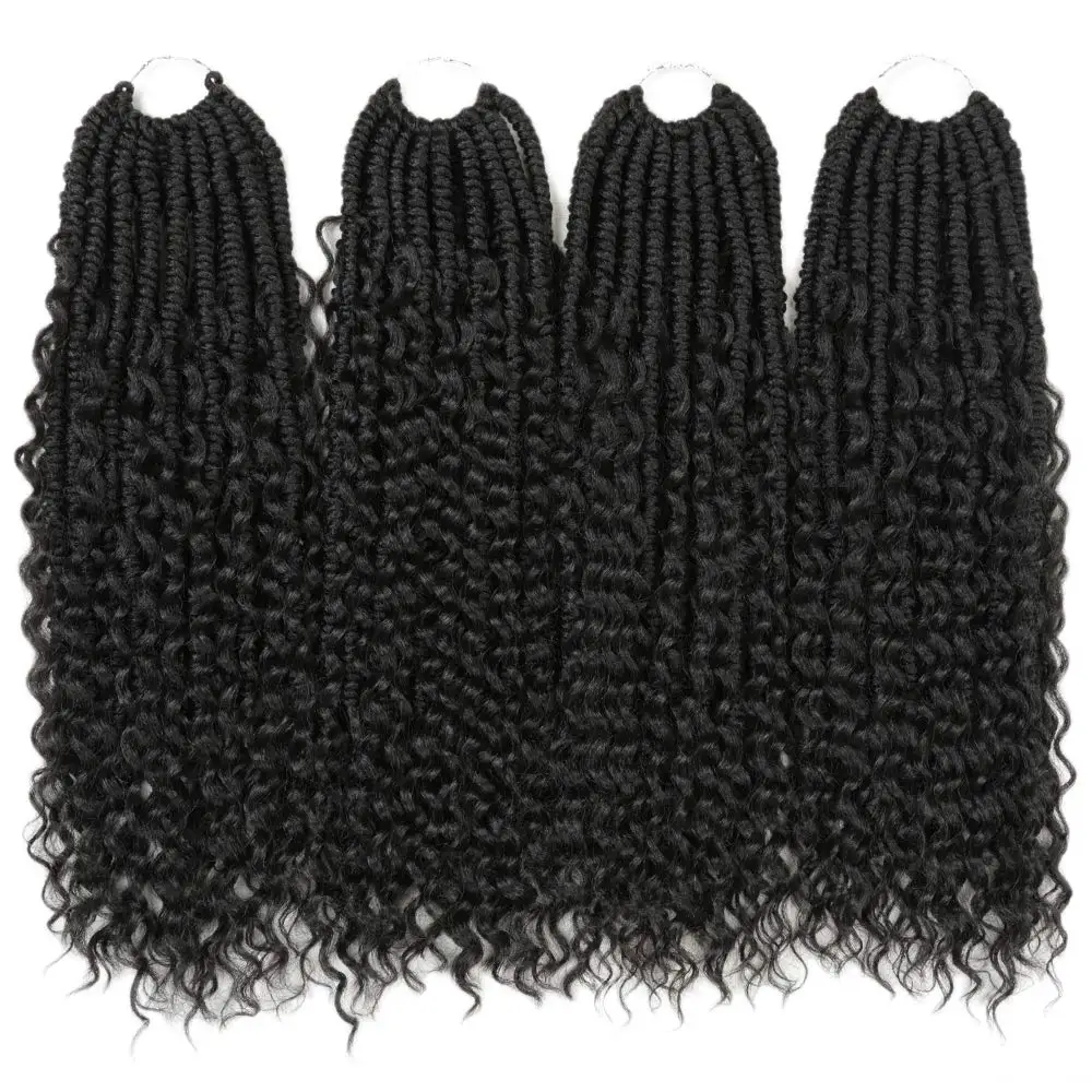 

12 14 18 Inch Goddess Box Braids Crochet Hair BohomianCurly Ends 3X Crochet Braids Synthetic Braiding Hair, Per color two tone three tone color more than 55 color