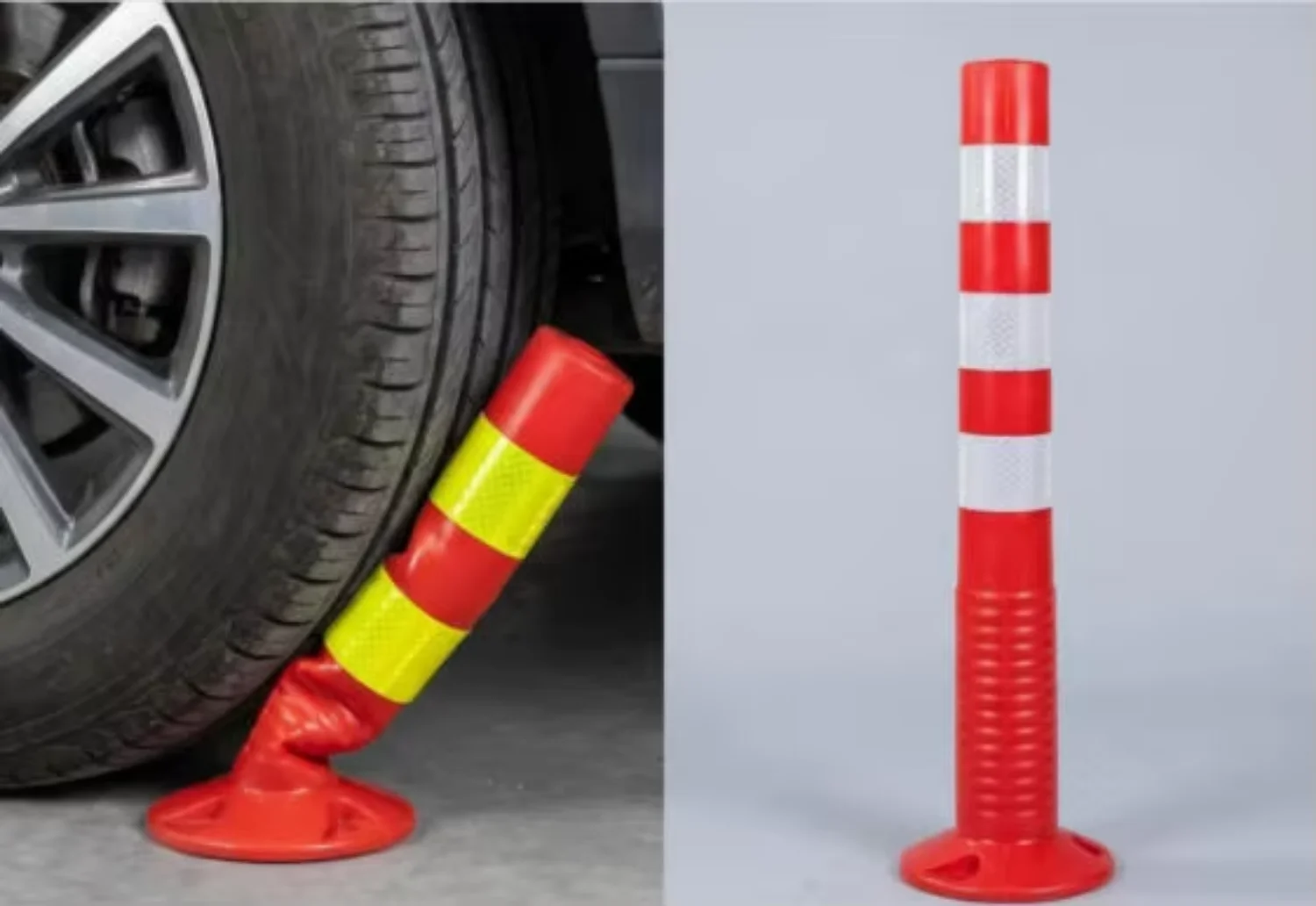 Traffic Safety Spring Warning Bollard 750mm High Reflective Flexible Parking Guide Post