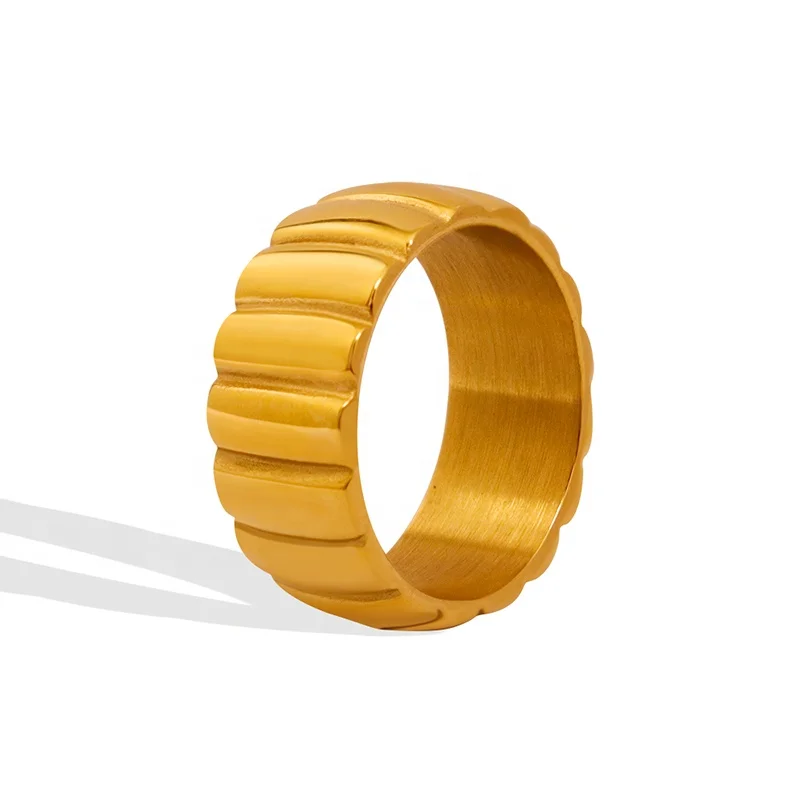

Modern Design Screw Stripe Multi Size Stainless Steel Rings Drop shipping