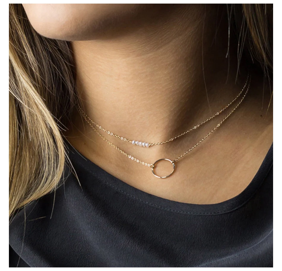 

Dainty Layered Necklace Set for Women Fine Stainless Steel Necklace 2021 Pearl Choker Trendy 14k Gold Plated Jewelry Wholesale