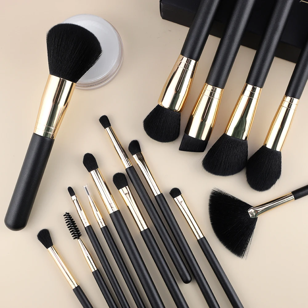 

dropshipping agent shopify Feiyan 15pcs kabuki face natural vegan nano fibre makeup brush, Black