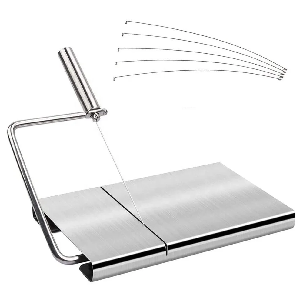 

Wire Cheese Slicer 18/8 Stainless Steel Cheese Cutter with Serving Board For Cheese And Ham