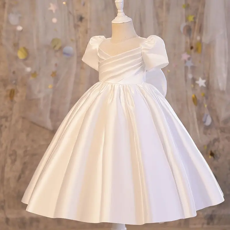 

MQATZ High-End Girls Prayer White Wedding Gown Long Flower Birthday Party Fluffy Dress for 10 Years Old LP-285