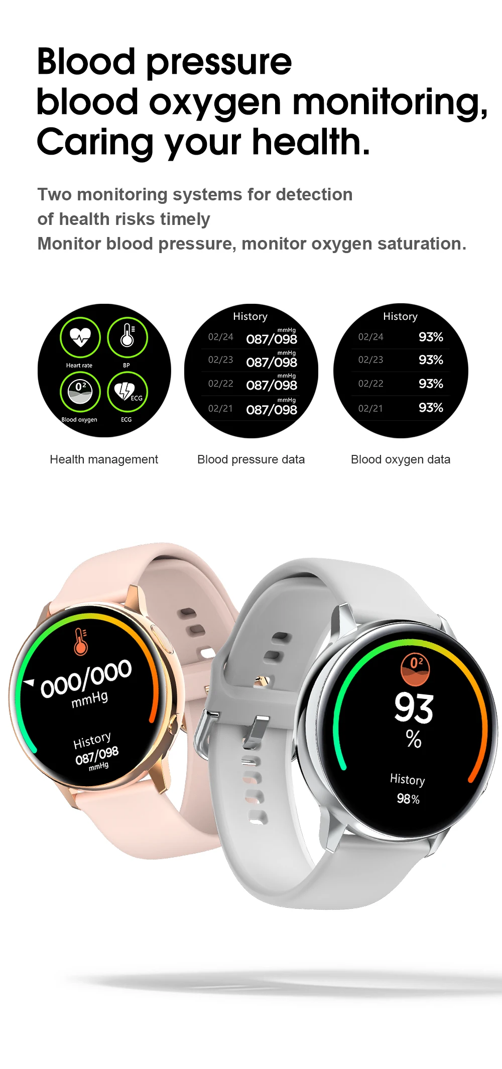 HD AMOLED Display Multiple Watchfaces 1.2 Inch IP68 Men Women Wrist ...